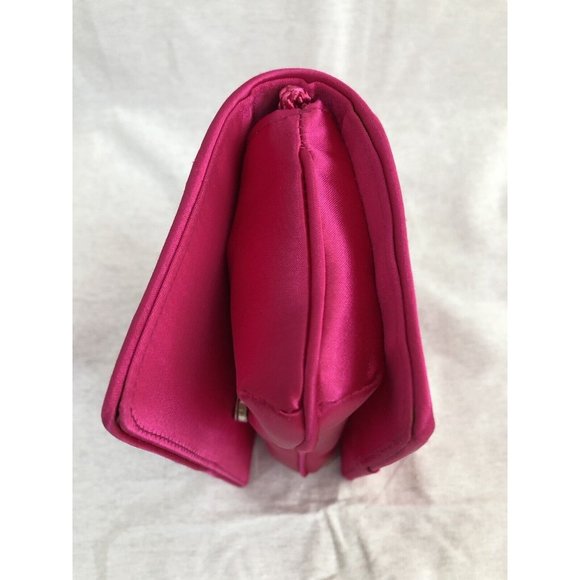 NWOT La Regale Bag Clutch Pink Pleated Flap Closure Magnetic Snap Satin Lined - Picture 11 of 12